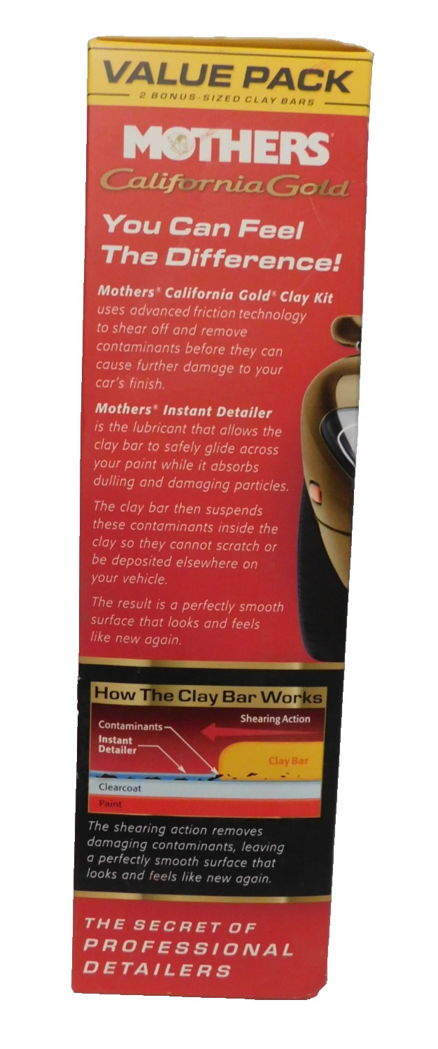 Mothers California Gold ValuePack 2-100 Grams Clay Bars,16oz Detailer,Mic.Towel