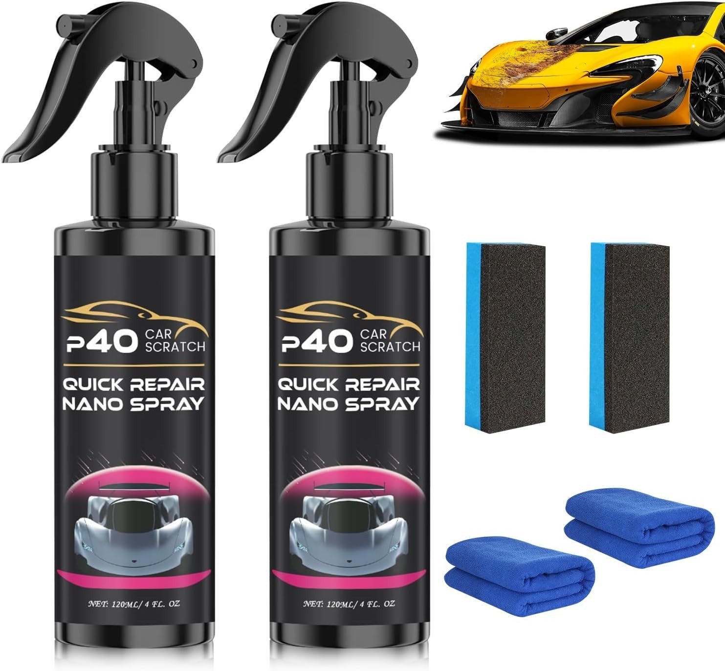 2Pcs P40 Car Scratch Quick Repair Nano Spray – Instant Invisible Scratch Remo…