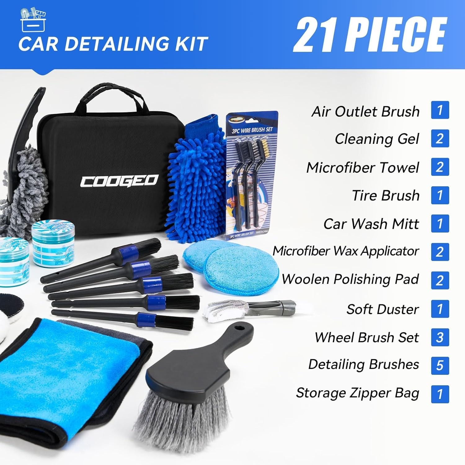 21Pcs Car Detailing Kit,Compelete Car Cleaning Kits Interior Cleaner with Det…