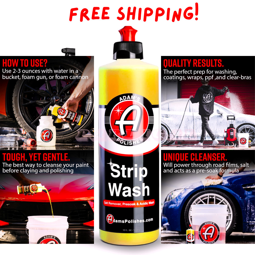 Adam’s Polishes Strip Car Wash Soap, Sealant & Wax Remover Shampoo Salt 16oz NEW