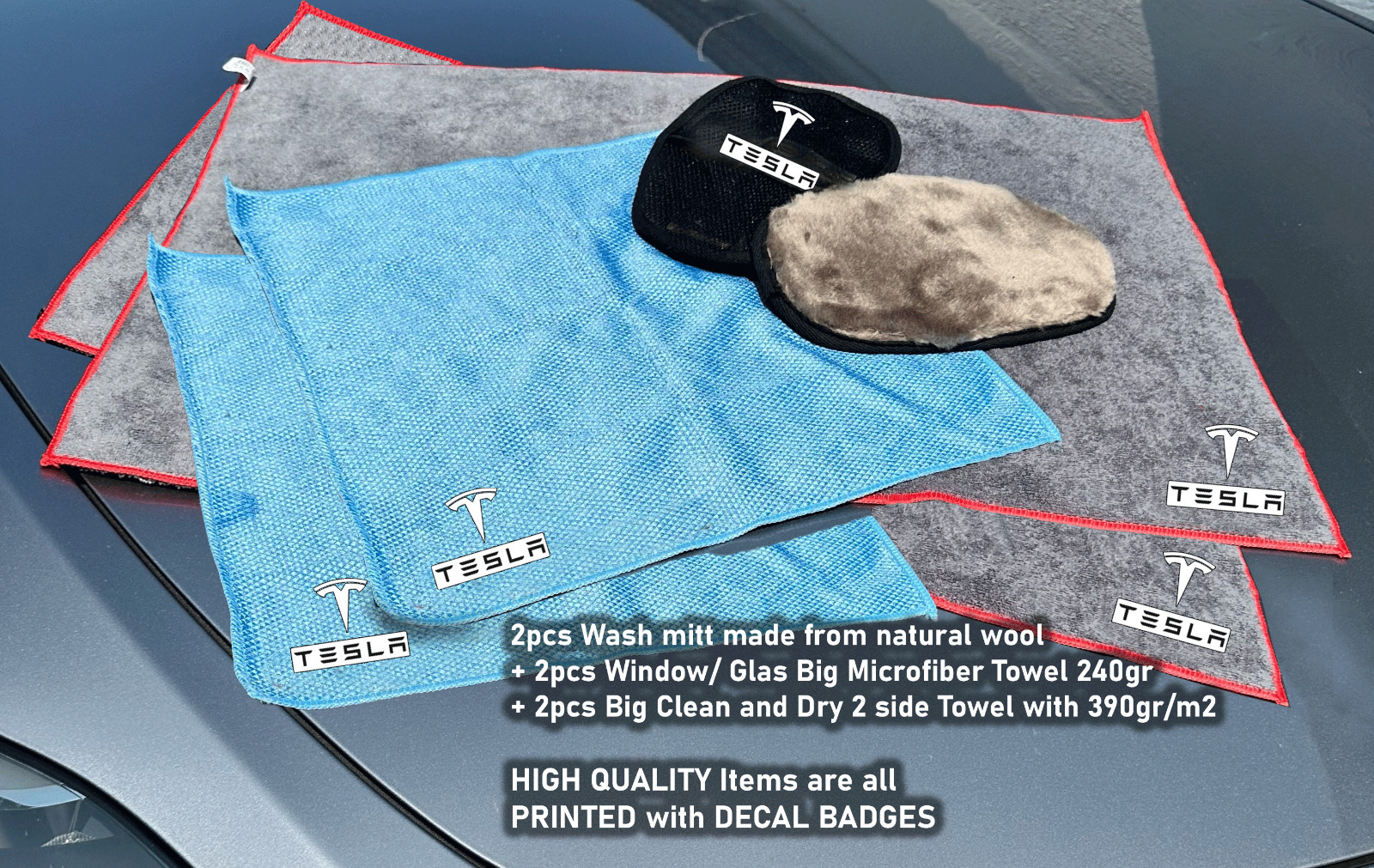 6Pack Car care Microfiber Detailing For Tesla Wash Mitt dry Towel Cleaning