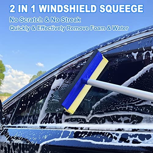 62″ Car Wash Brush Kit with Long Handle, Chenille Head, Squeegee & Detailing Too