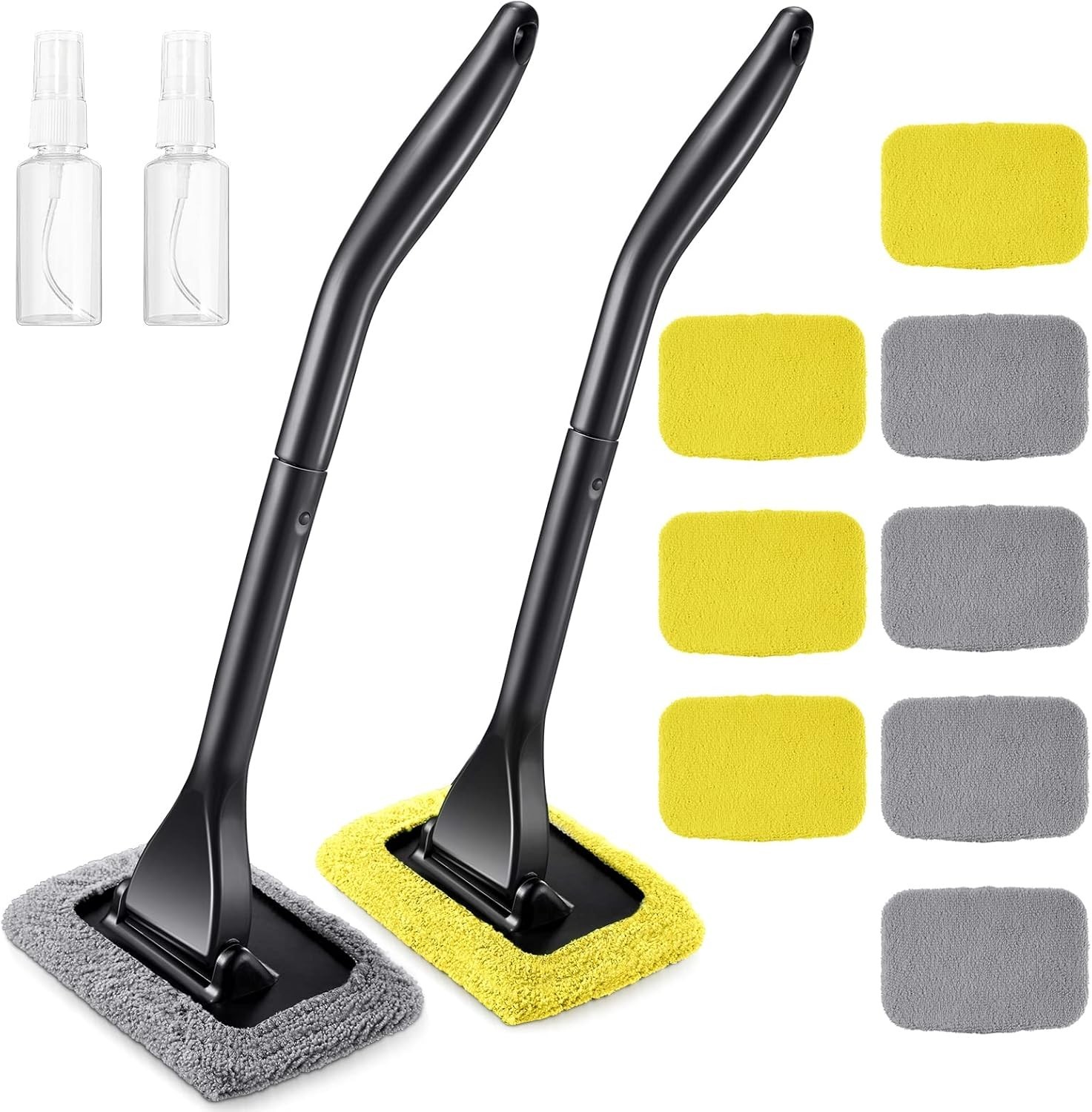 Car Windshield Cleaner Tool Kit 2 Set Window Cleaning Wand Microfiber Pads Kit