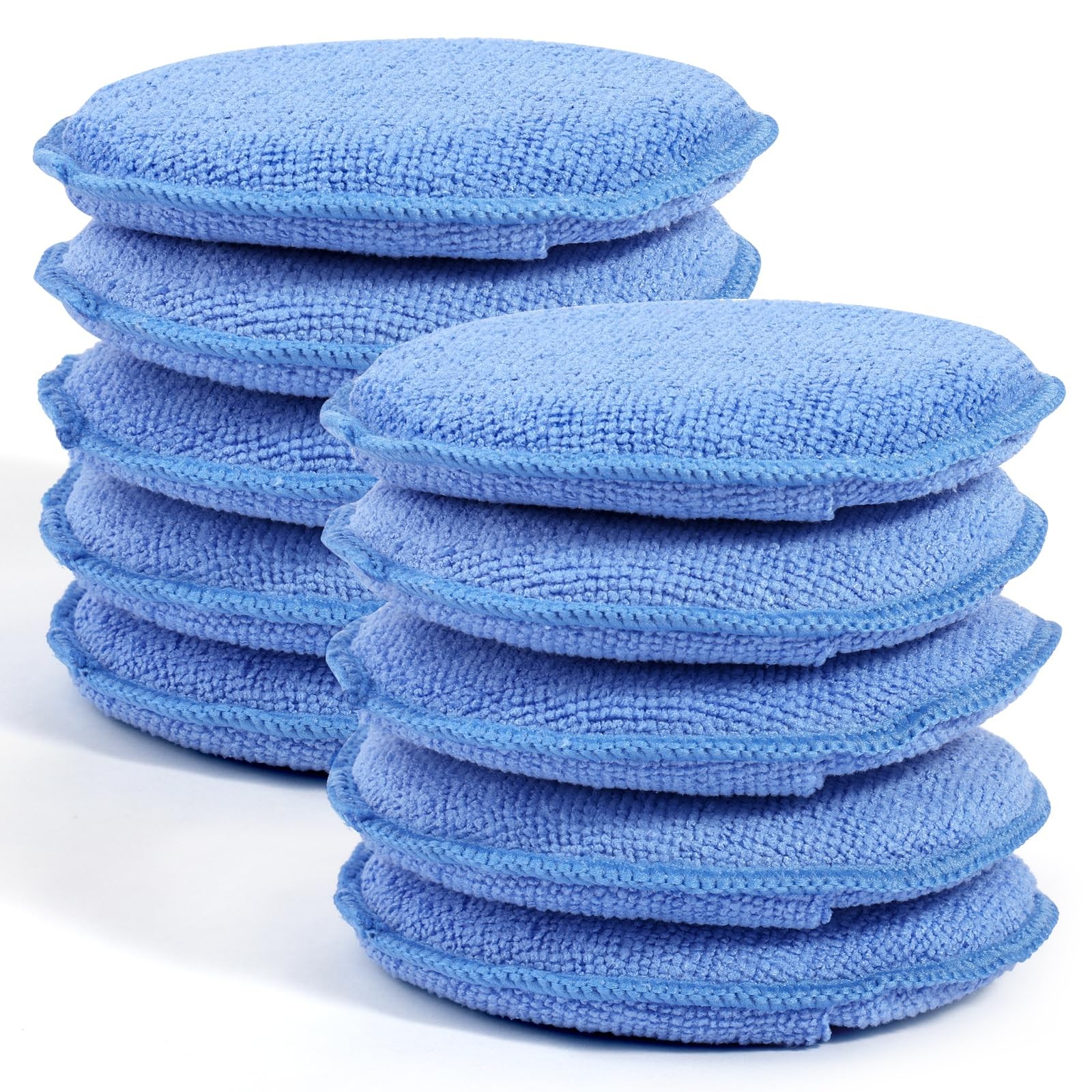 10 Pack Wax Applicator Pads, Microfiber Pad with Finger Blue