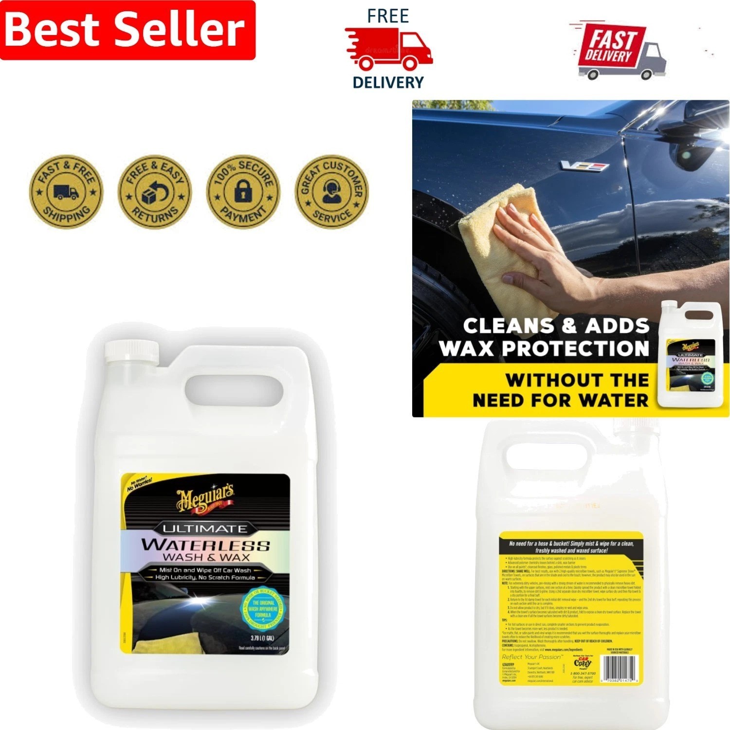 Ultimate 2-in-1 Waterless Wash & Wax – Scratch-Free 128oz Car Care Solution