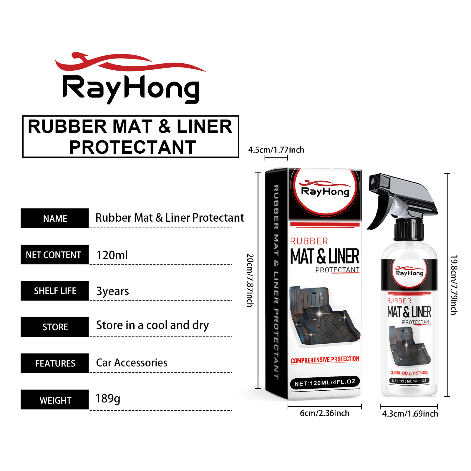 Heavy Duty Rubber Mat & Liner Protectant Kit for Car Floor, Dashboard,Interior