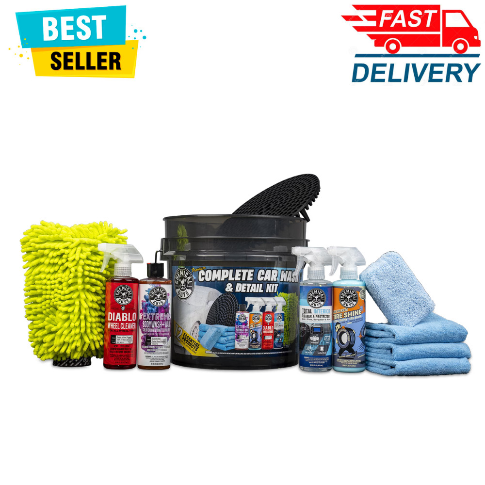 Chemical Guys 12 Piece Car Wash Detail Kit, Complete Premium Cleaning Set Bucket