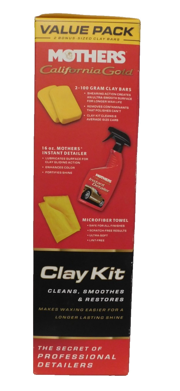 Mothers California Gold ValuePack 2-100 Grams Clay Bars,16oz Detailer,Mic.Towel