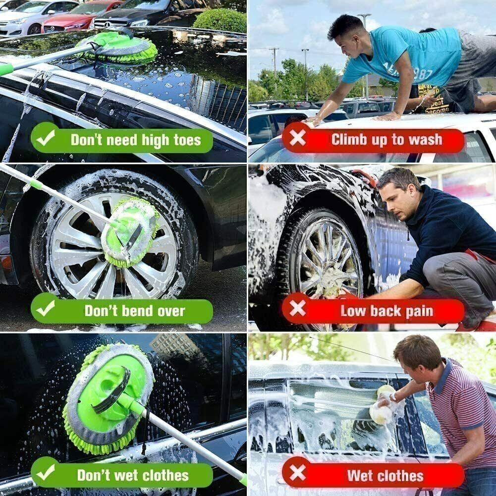 42.9″ Car Wash Mop RV Wash Brush with 180°Rotation Long Handle Washing Saxmxwhjr