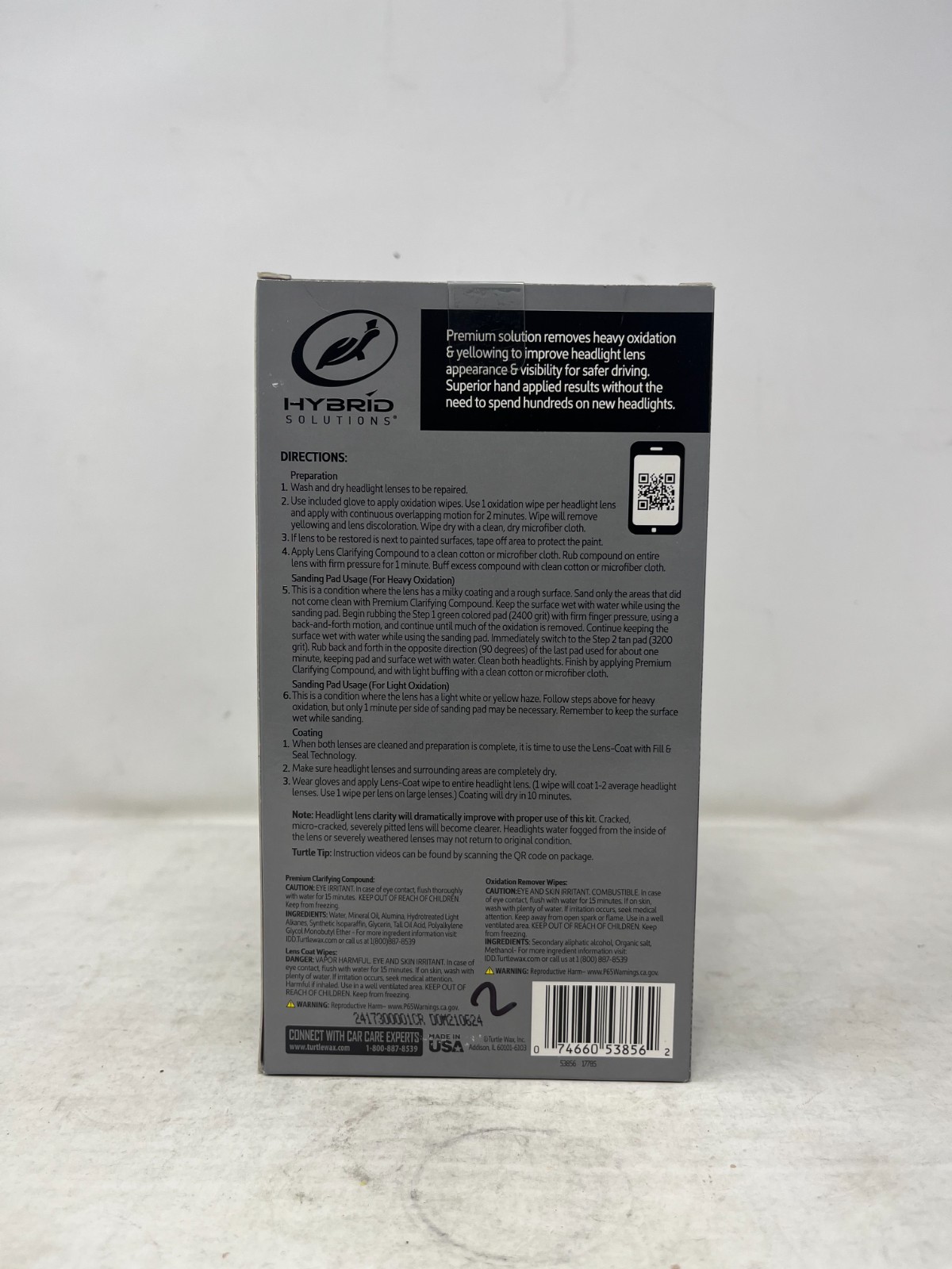 Turtle Wax Hybrid Solutions Headlight Restoration Kit Lens-Coat Fill & Seal Tech