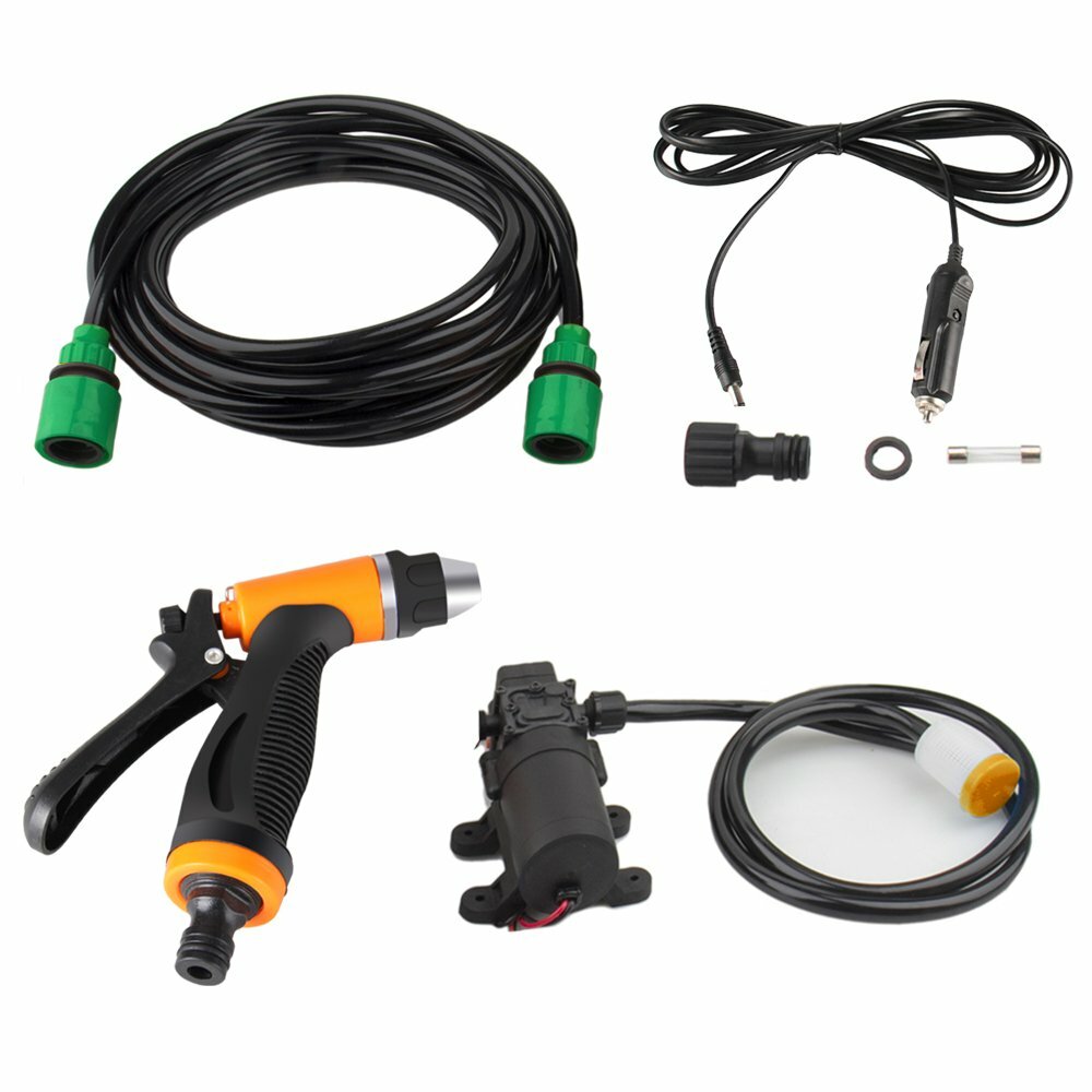 12V 80W Portable130 PSI High Pressure Car Electric Washer Hose Wash Pump Kit US