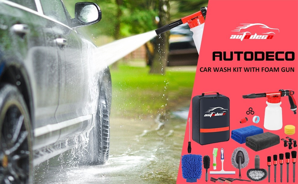 Car Wash Cleaning Kit Interior Exterior Auto Detailing Set Foam Gun Sprayer Tire