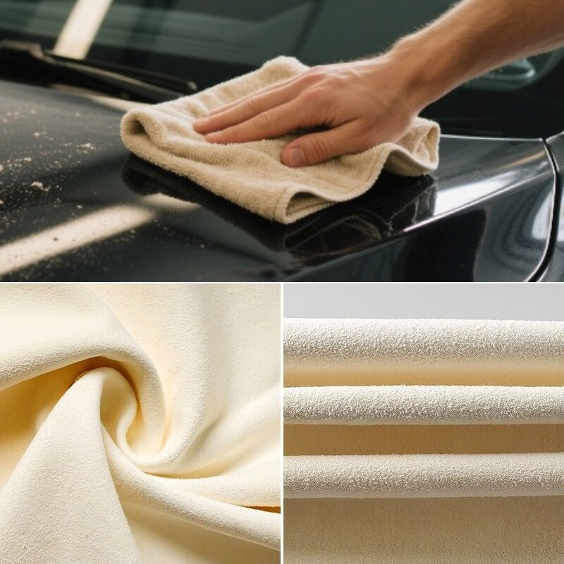 Natural sheepskin Leather Car Cleaning Cloth Wash Absorbent Drying Shammy Towel