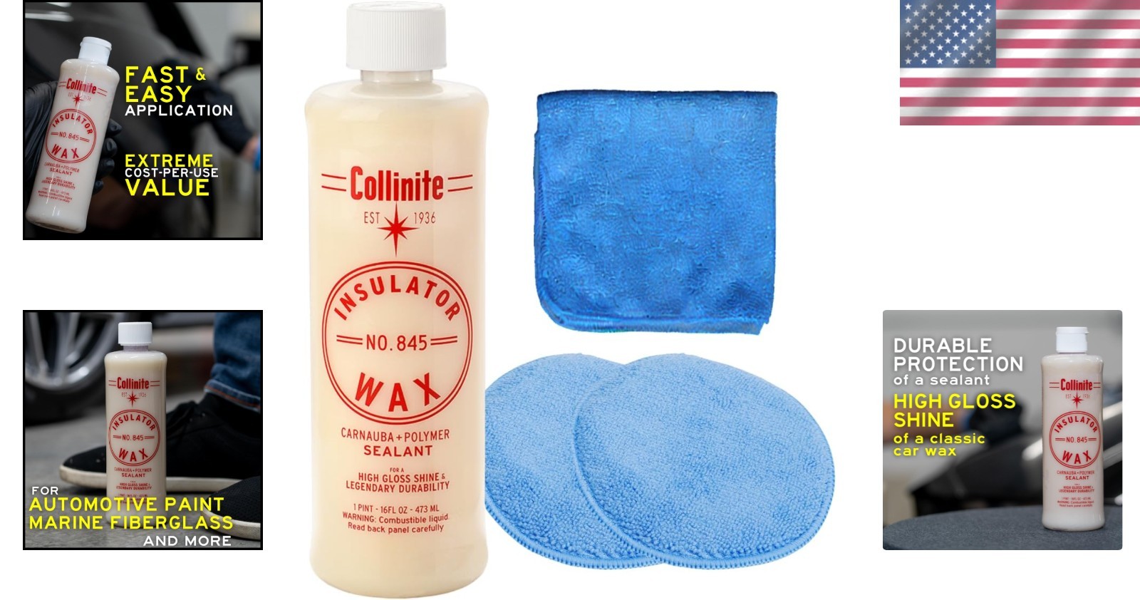Ultimate No. 845 Car Wax with Microfiber Set – High Gloss & Water Beading