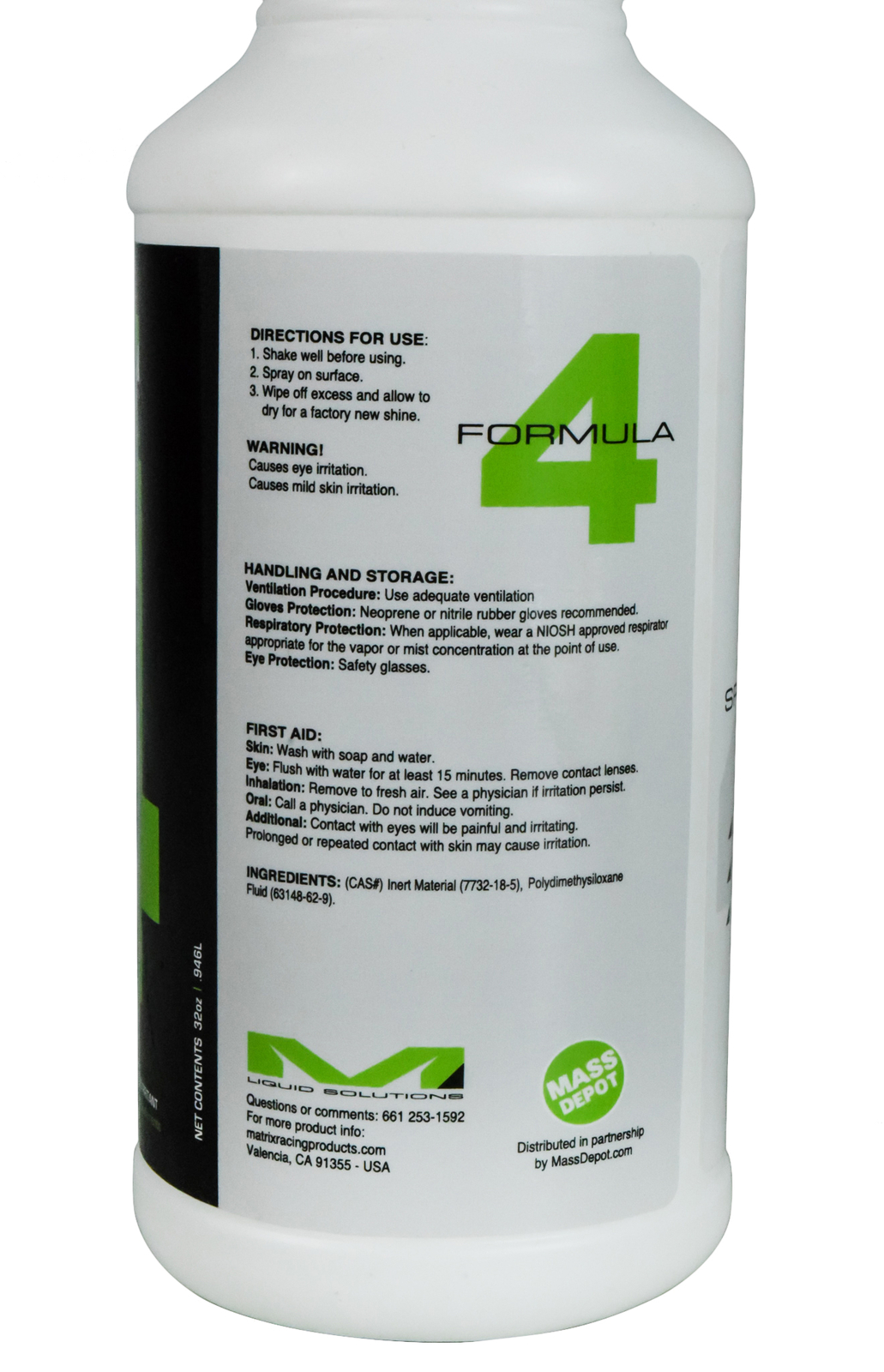 Matrix Liquid Solutions Formula 4 Biodegradable Spray&Shine Detailer 32oz 4 Pack
