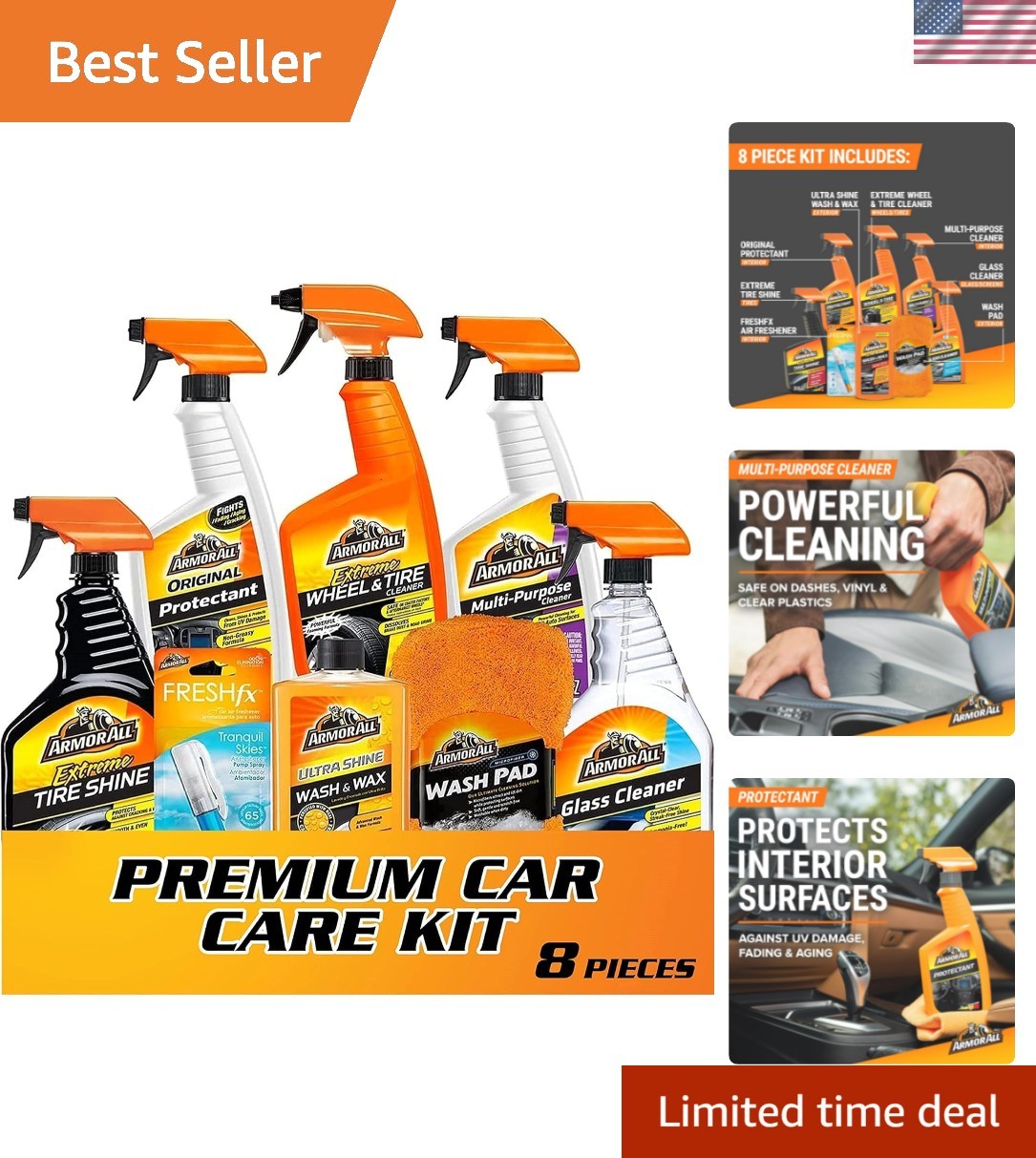 Premier Car Care Kit, Includes Car Wax & Wash Kit, Glass Cleaner, Car Air Fre…