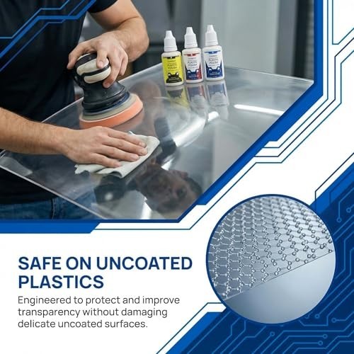 3-Level Plastic Scratch Remover & Polish Kit, 5-Piece Set for Headlights & Acryl