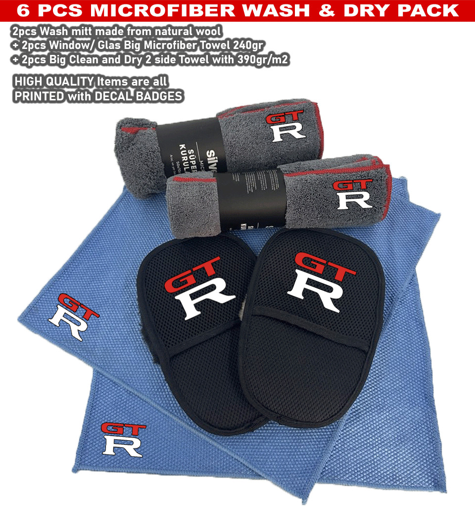 6Pack Car care Microfiber Detailing For GTR Wash Mitt dry Towel Cleaning