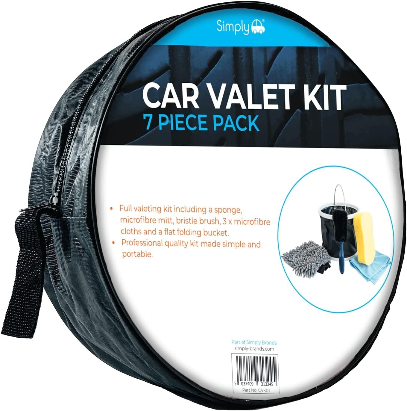 Professional 7 Piece Car Cleaning Washing Valeting Kit – Collapsible Bucket