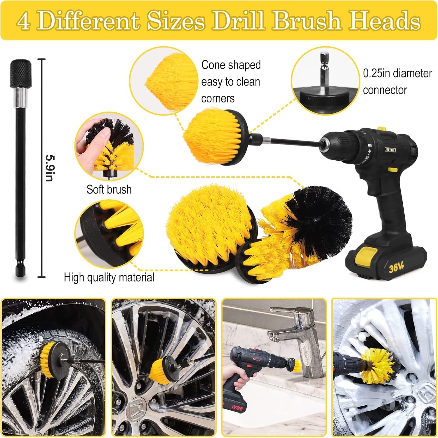 27Pcs Car Detailing Kit, Car Detailing Brush Set, Auto Detailing Drill Brush …