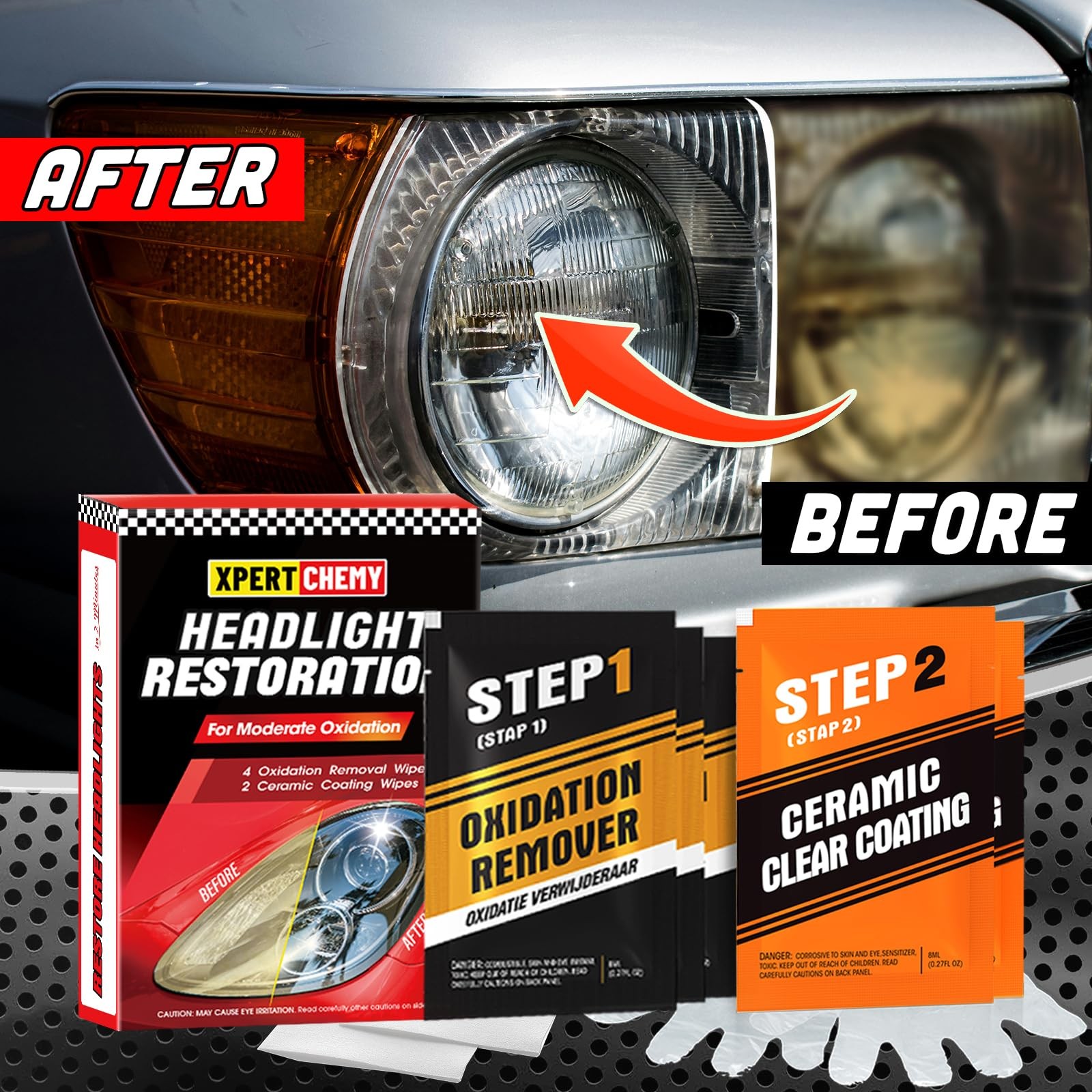 XPERTCHEMY Headlight Restorer Kit,Fast-2 Step Process Restoration…
