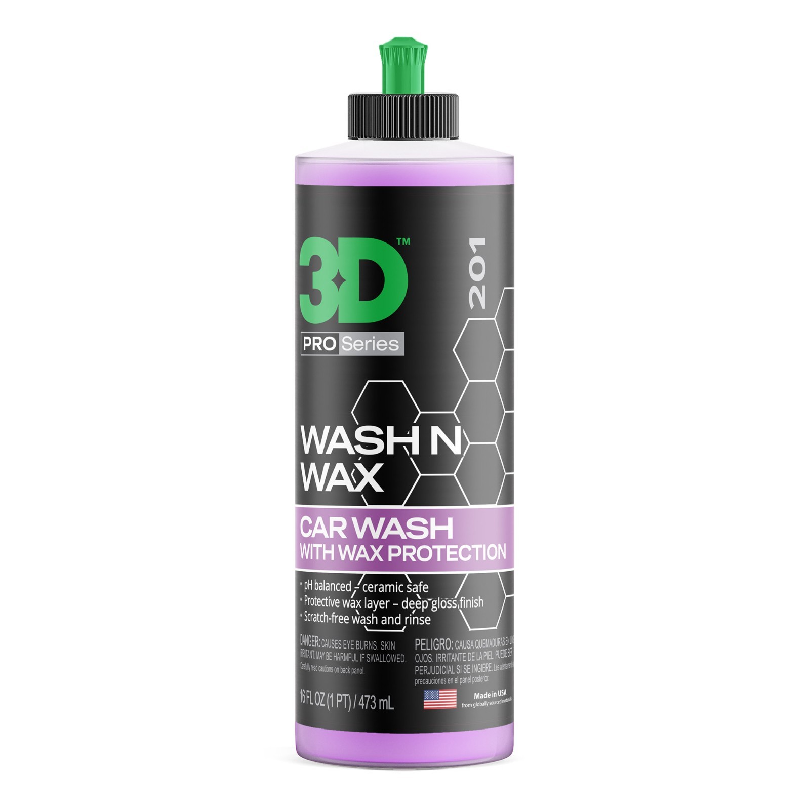 3D Car Care Wash N Wax – High Foam Car Wash Soap with Wax Protection 16 Fl Oz