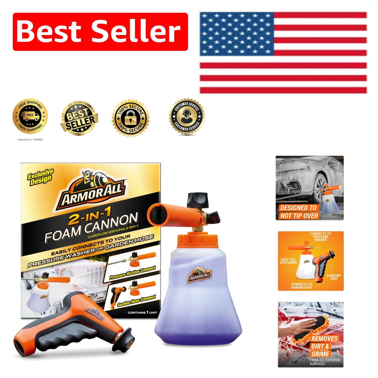 Professional 2-in-1 Car Wash Foam Cannon Kit for Home Detailing Enthusiasts