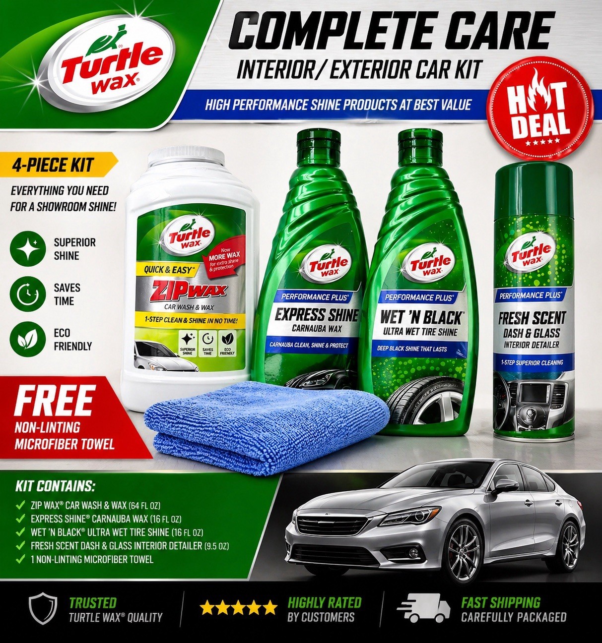 Turtle Wax Complete Car Care Kit NEW Sealed Interior Exterior Set