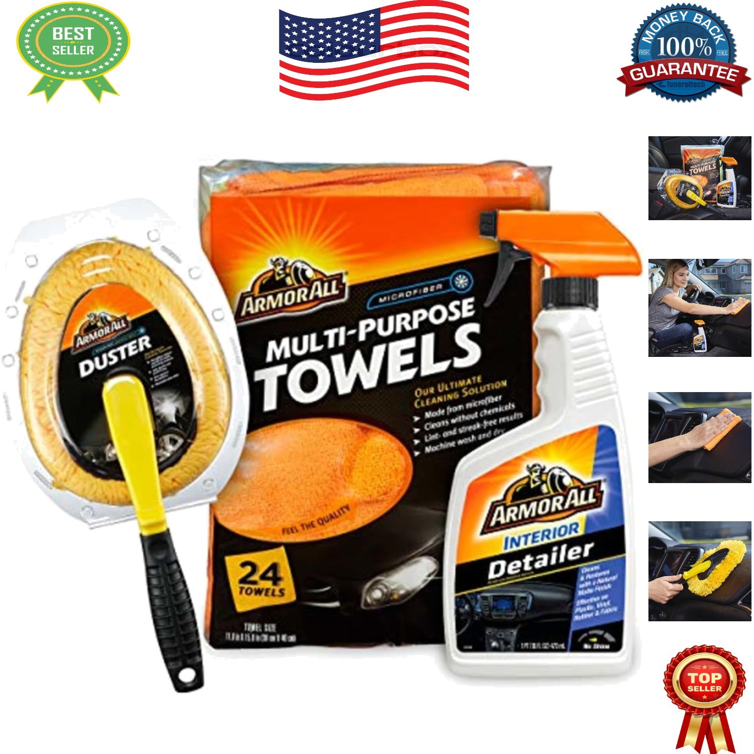 Ultimate Car Interior Cleaning Kit: Detailer Spray & Microfiber Towels, 16 Fl Oz