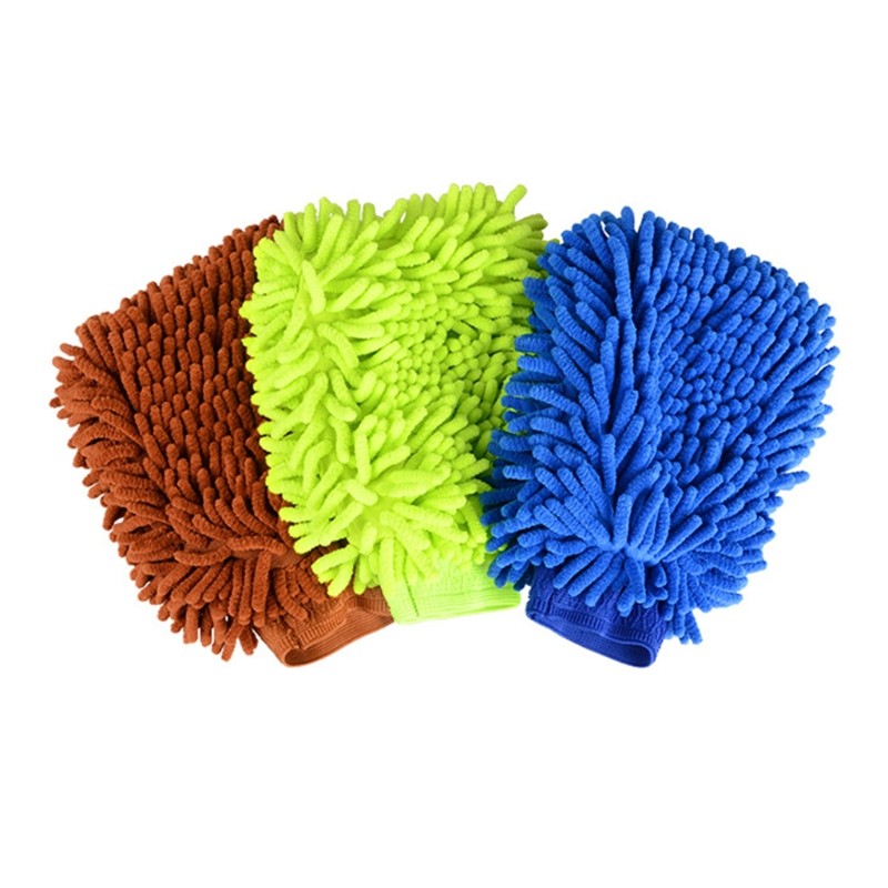 Chenille Mitt Double Side Cleaning Microfiber Glove Washing Wash Dust Home Clean