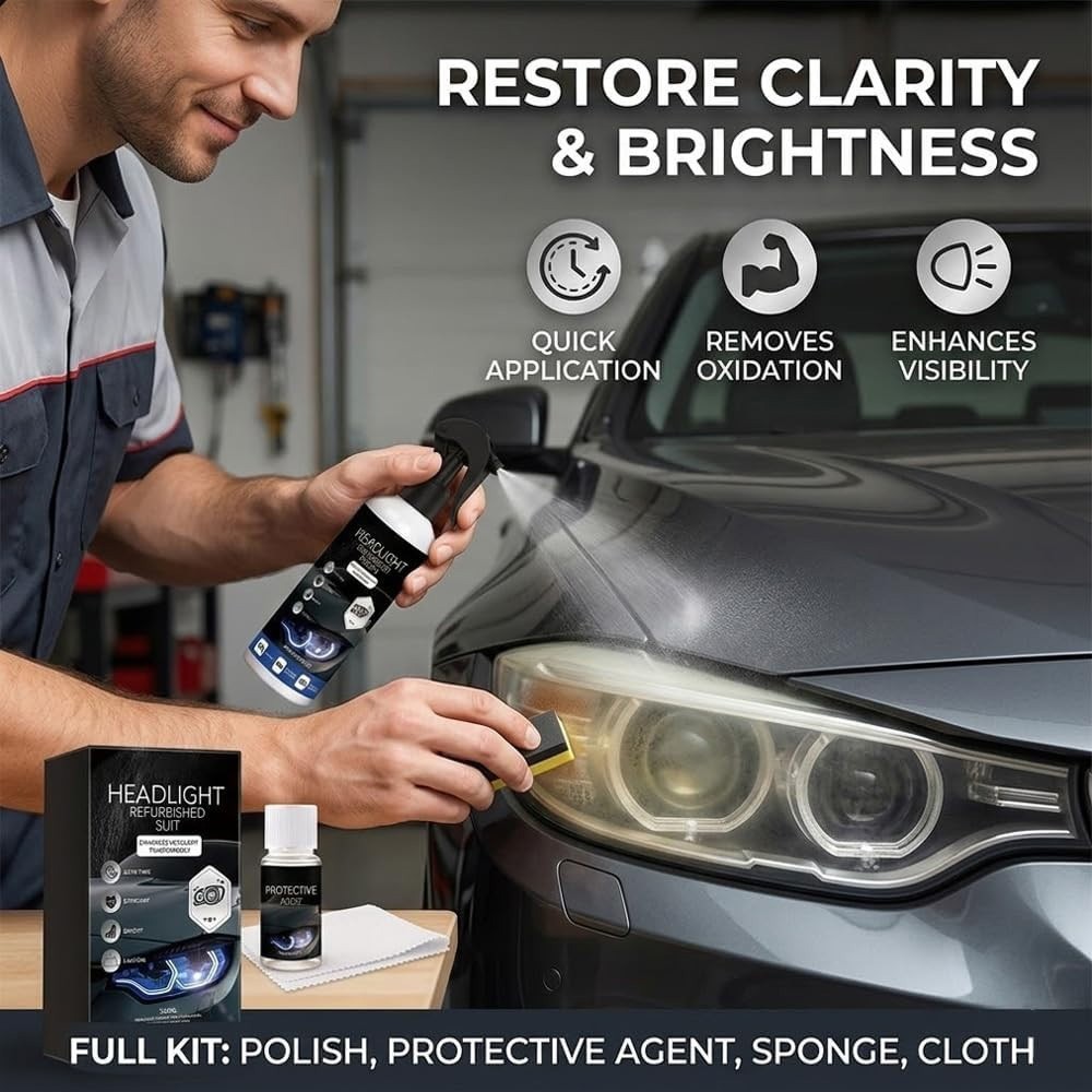 Headlight Refurbished Suit, Car Headlight Restoration Kit for Yellowed Headlamps