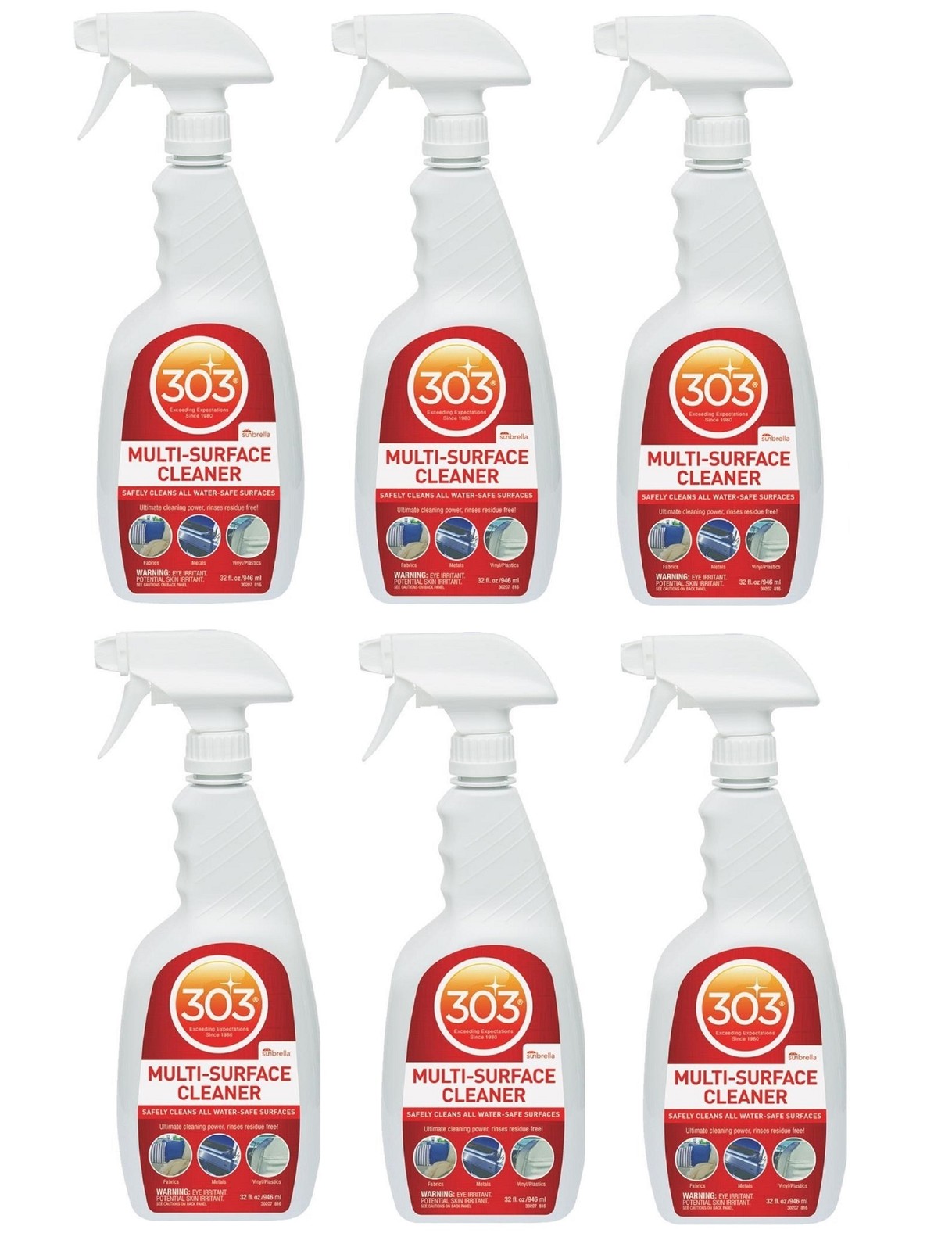 303 Products 30207 Set of 6 Multi-Surface Cleaner 32 fl. oz. Spray Bottles