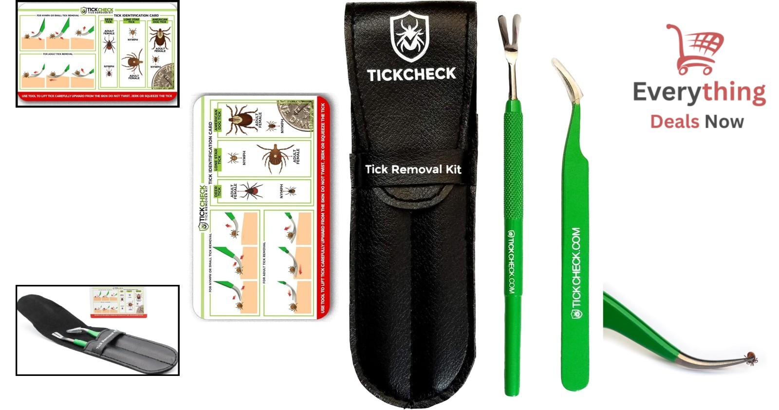 Professional Tick Removal Tool Kit Fine Tip Tweezers with Leather Pouch & Card