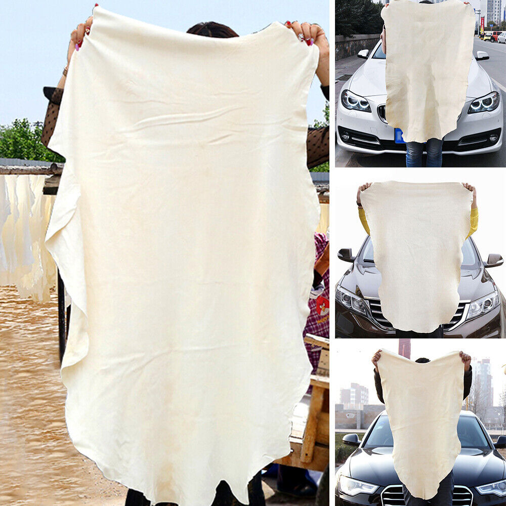 Natural Chamois Leather Car Drying-Towel Cleaning Cloth Absorbent Shammy US
