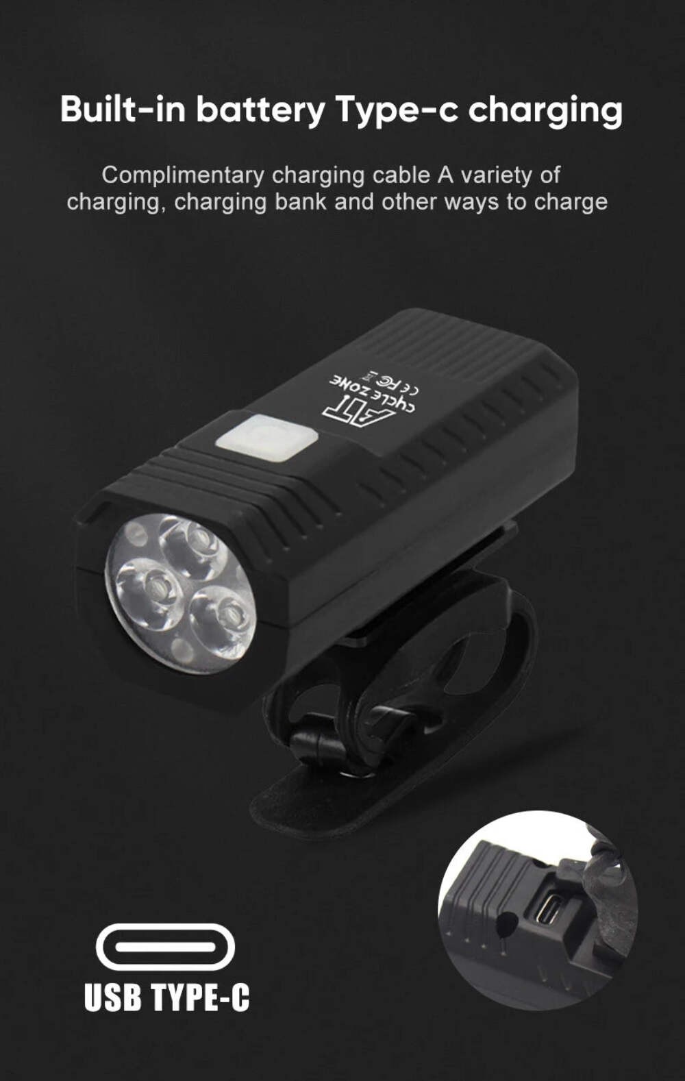 Bike Light Set Front with Taillight LED Rechargeable Bicycle Lights 3