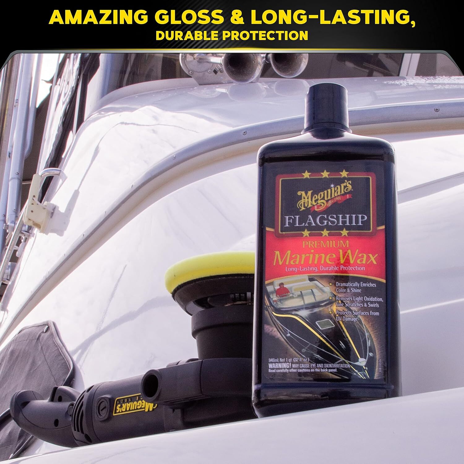 Meguiars Flagship Premium Marine Liquid Wax Polish Long Lasting Boat RV 32oz