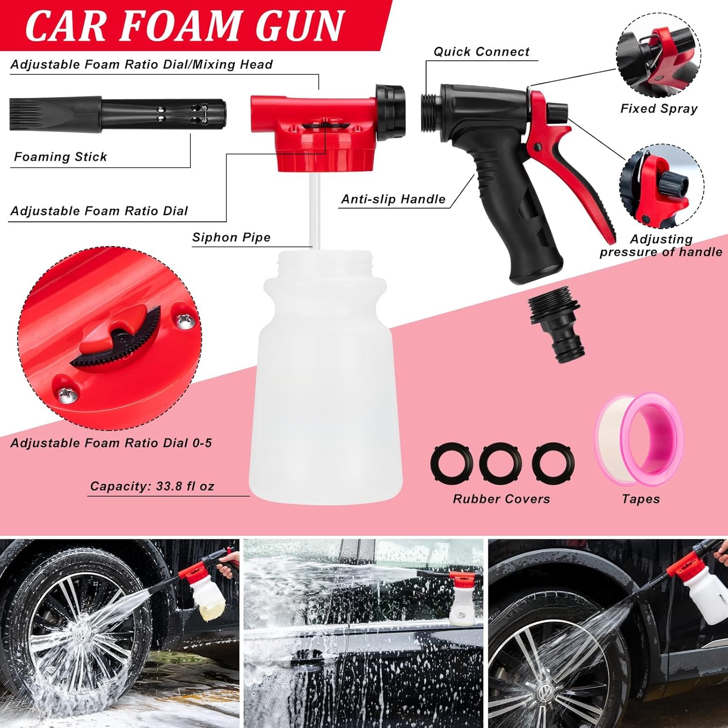 40Pcs Car Wash Cleaning Kit with Foam Gun Sprayer Car Wash Mop Cleaning Tools