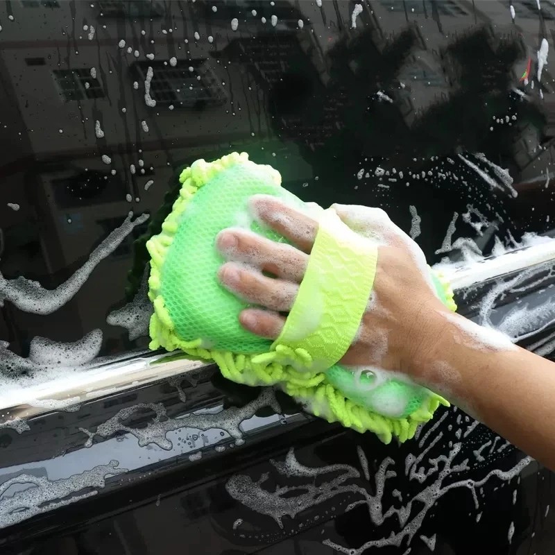 Microfiber Car Wash Sponge Cleaning Glove Towel Auto Detailing Accessories