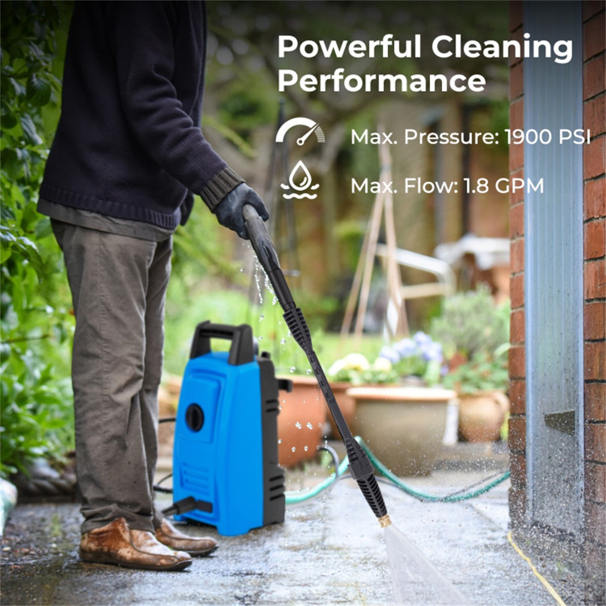 Electric Pressure Washer.Versatile Nozzle Options.Multiple Safety Protection
