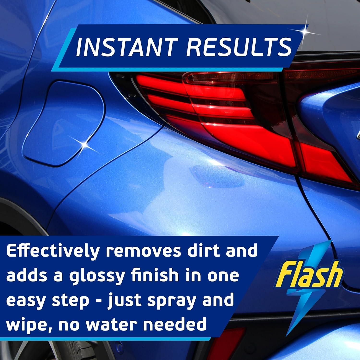 Flash Waterless Wash & Wax Quick & Effective Waterless Car Cleaner Spray 5x500ml
