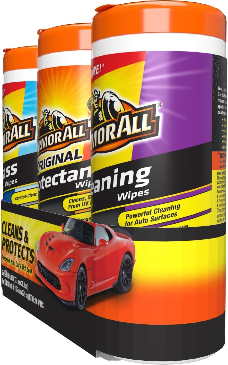 Toallitas coche multiusos limpieza interior exterior vidrio 3×30