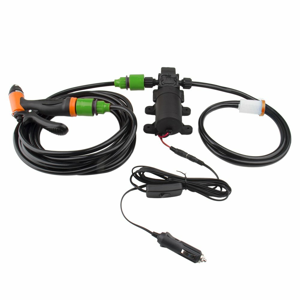 12V 80W Portable130 PSI High Pressure Car Electric Washer Hose Wash Pump Kit US