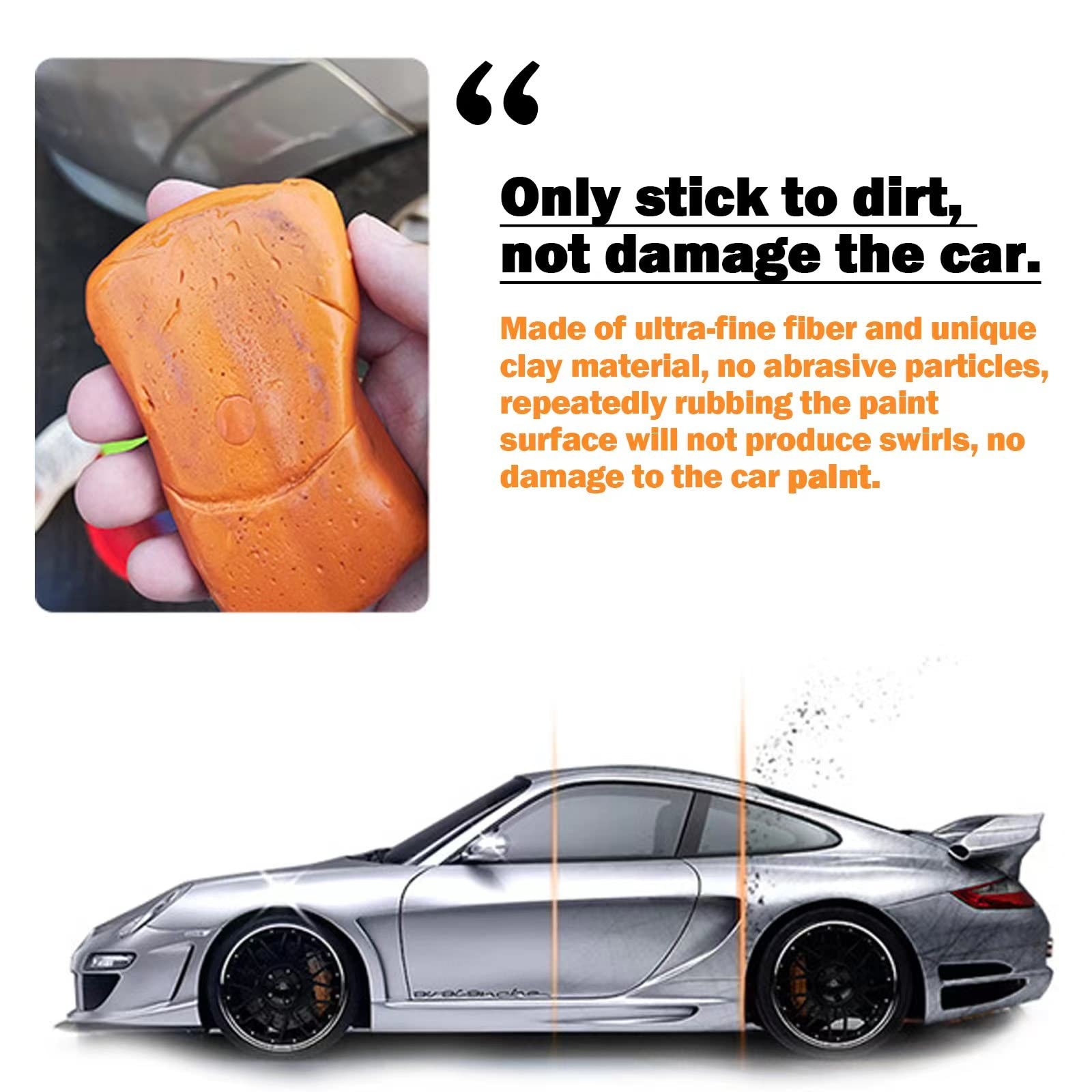 Car Clay Bar 4 Pack 400g, Premium Grade Bars Auto Detailing Magic orange