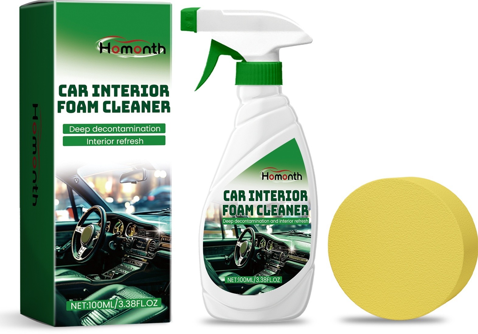 100ml Car Interior Cleaner Spray – Wash Free Polishing Foam for Seats,