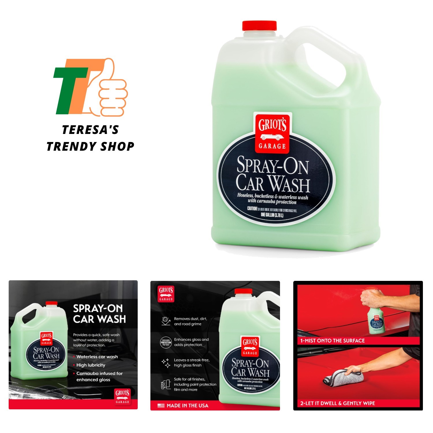 1 Gallon Spray-On Car Wash – Streak-Free, No Rinse Needed, Waterless Solution