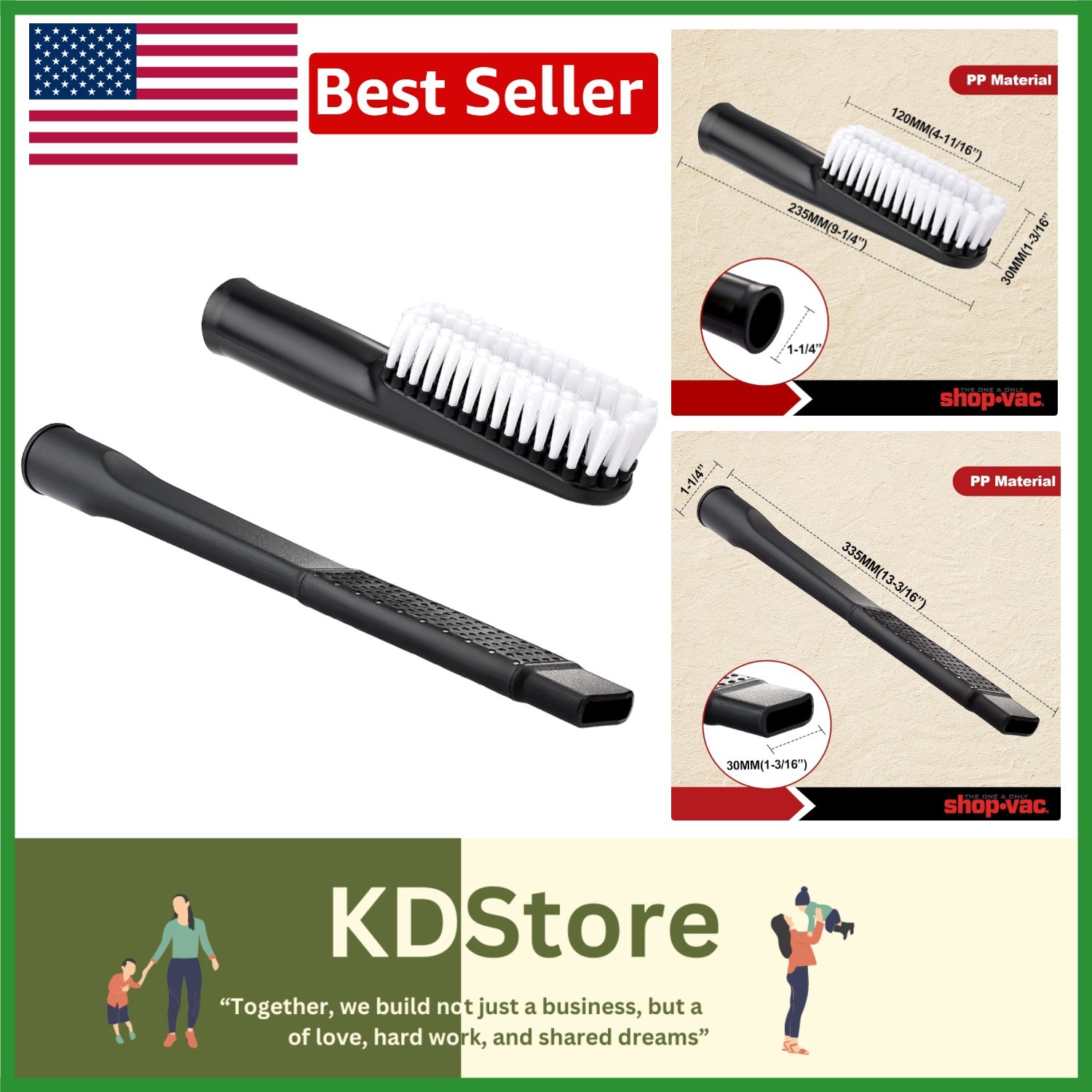 2-Piece Car Cleaning Kit with Flexible Crevice Tool & Soft Auto Brush