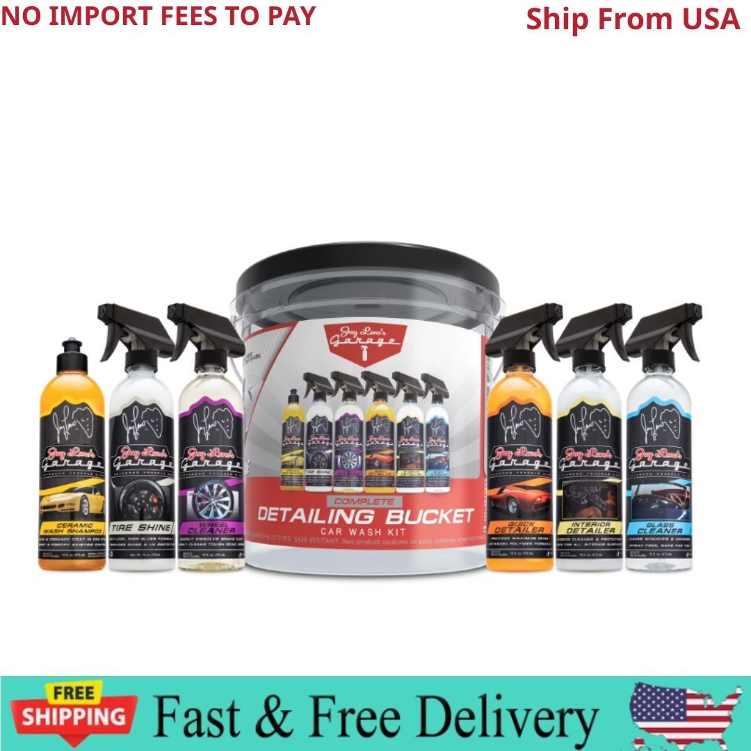 Jay Leno’s Garage Complete Detailing Bucket Car Wash Kit – 8-Piece All-in-One Ca