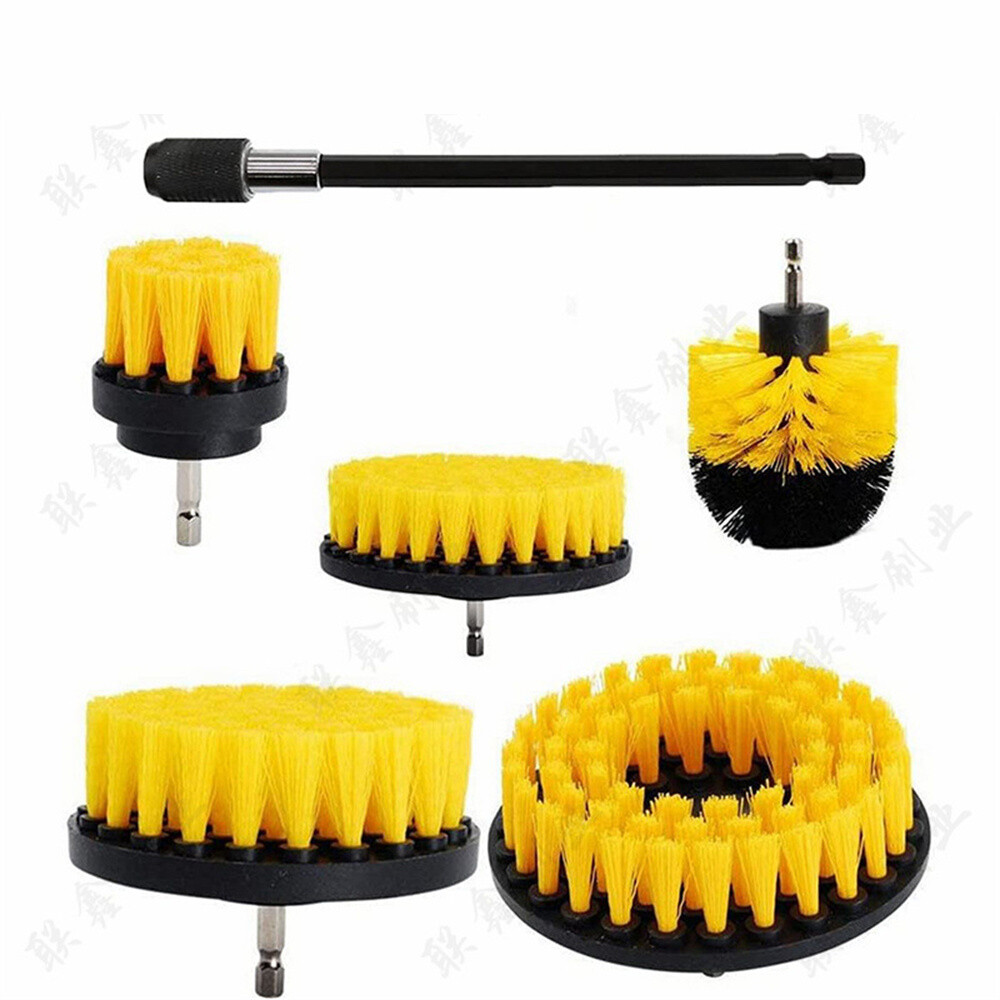6pcs Home Electric Drill Bristle Head Home Car Cleaning Kit Combo Universal