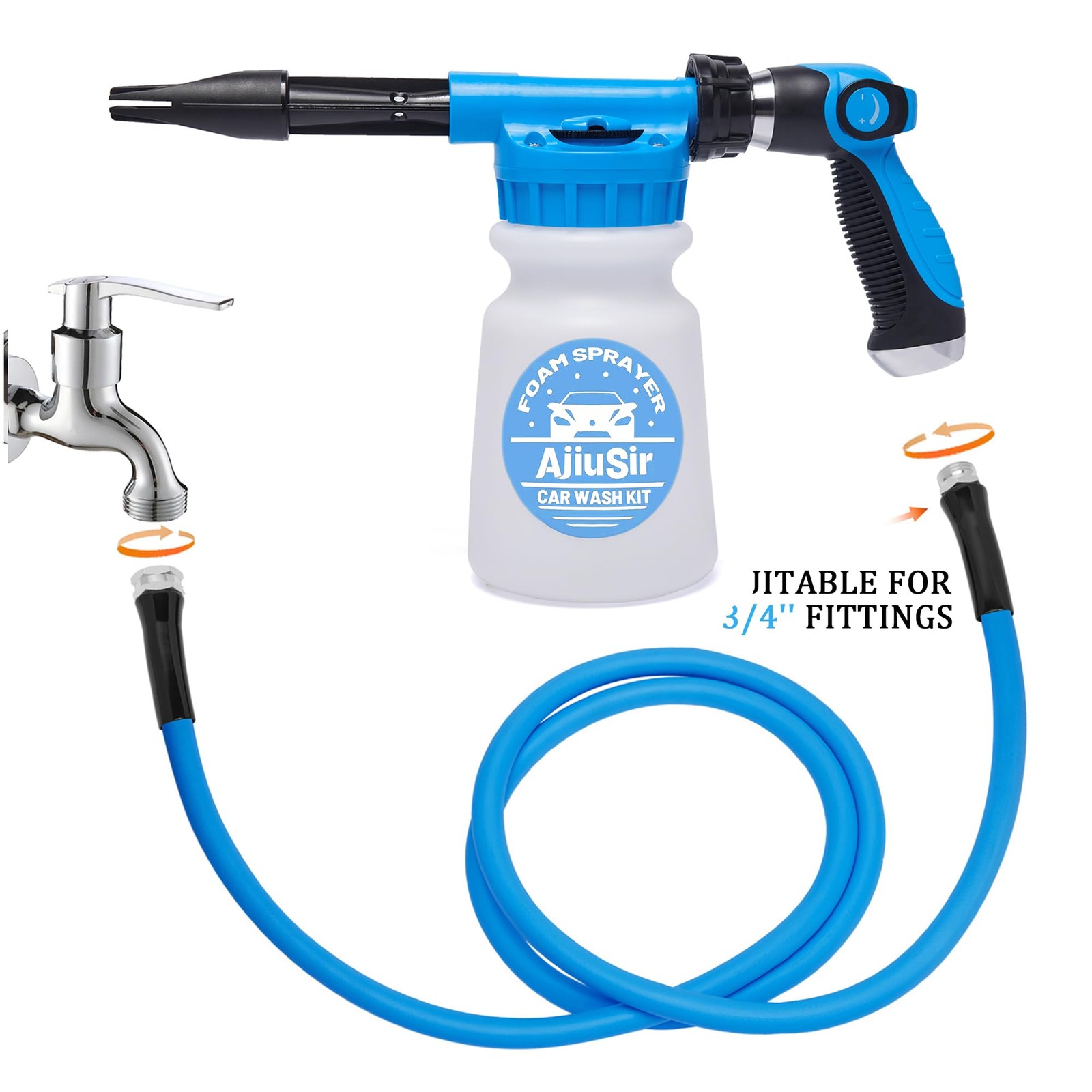 Foam Cannon Sprayer Garden Hose Car Wash Cleaning Kit Sponge Towel