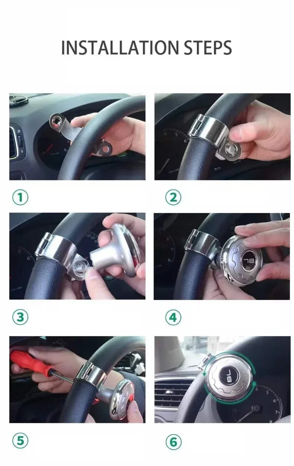 Universal Car Steering Wheel Booster Spinner Knob 360 Degree Rotation Ball